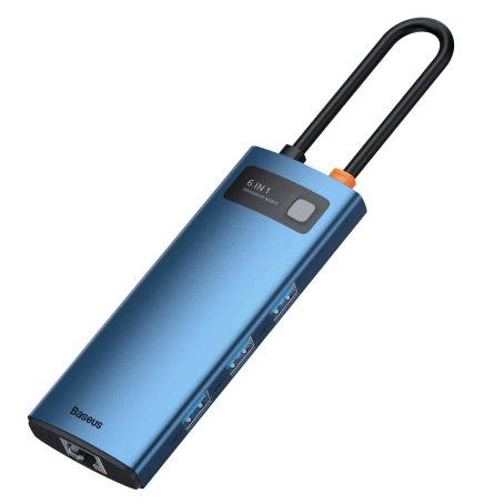 Baseus WKWG000003 Metal Gleam Series 6-in-1 Multifunctional Type-C HUB Docking Station Blue - Image 7
