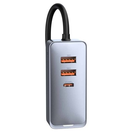 Baseus CCBT-A0G Share Together PPS multi-port car charger + extension cord 120W 2U+2C Grey