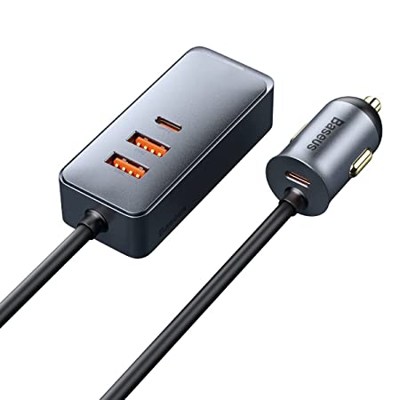 Baseus CCBT-A0G Share Together PPS multi-port car charger + extension cord 120W 2U+2C Grey - Image 5