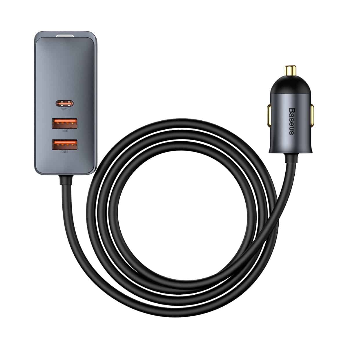 Baseus CCBT-A0G Share Together PPS multi-port car charger + extension cord 120W 2U+2C Grey - Image 10