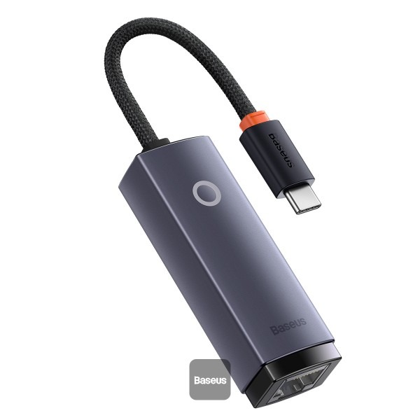 Baseus Lite Series Ethernet Adapter Type-C to RJ45 LAN Port (100Mbps Aluminum Alloy) Grey WKQX000213